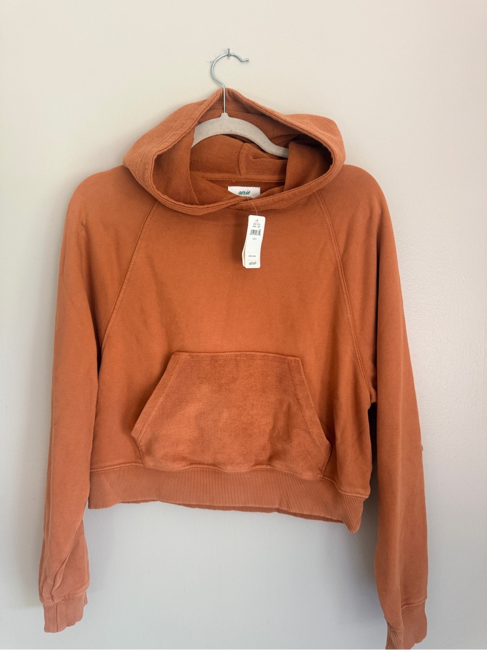 NWT Aerie Everyday Cropped Hoodie in Rust, size small
